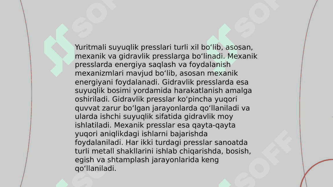 Yuritmali suyuqlik presslarning  ishchi elementlari 4