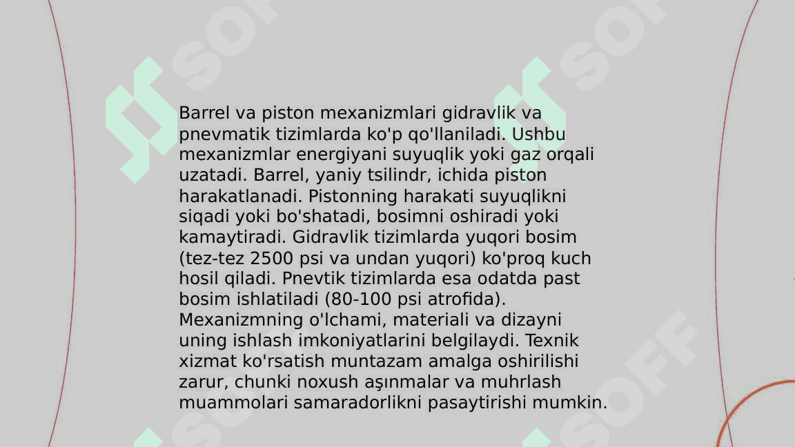 Yuritmali suyuqlik presslarning  ishchi elementlari 8