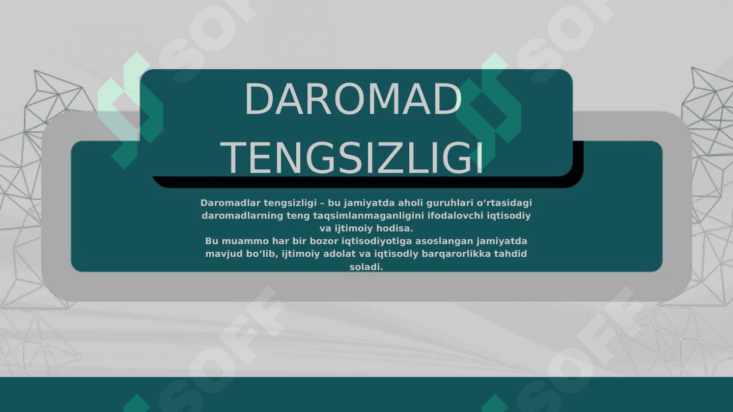 DAROMADLAR TENGSIZLIGI mavzusida prezentatsiya 2