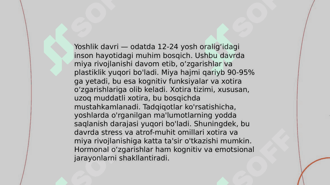Xotira mexanizmi yoshga oid xususiyatlari 4