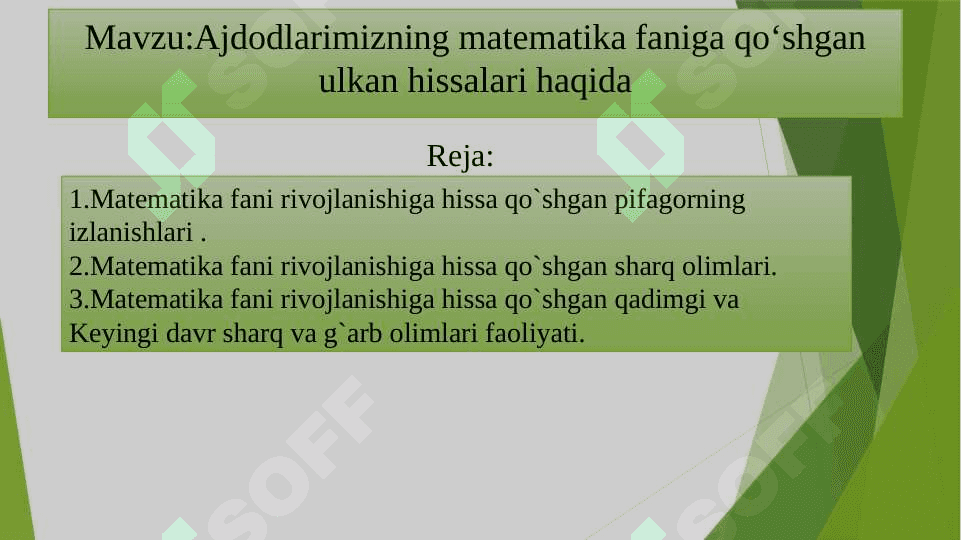 Ajdodlarimizning matematika faniga qo‘shgan ulkan hissalari haqida 2