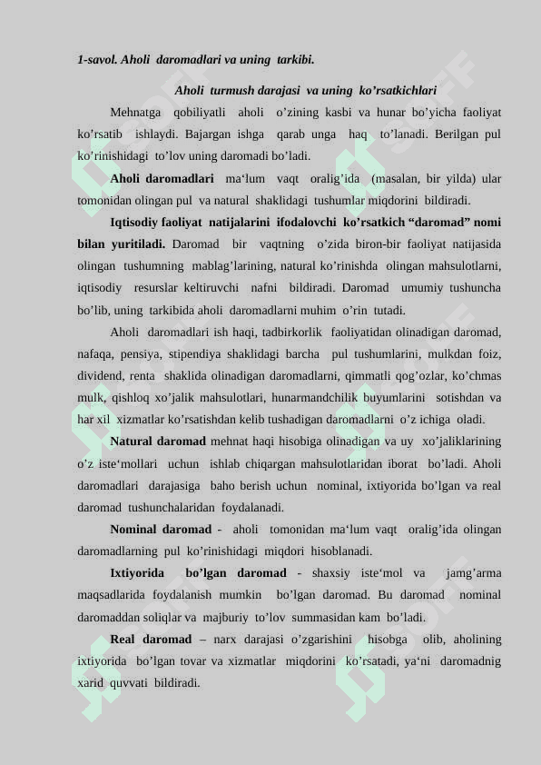 AHOLI  DAROMADLARI VA  DAVLATNING  IJTIMOIY SIYOSATI 2