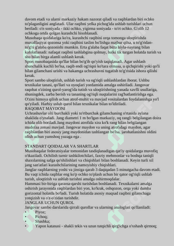 Kurash turlarining qoidalari 4