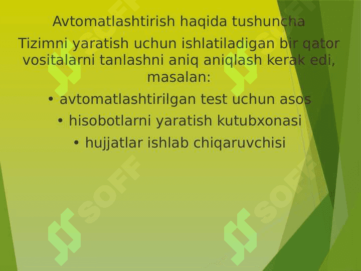 Avtomatlashtirilgan test dasturiy ta’minot 2