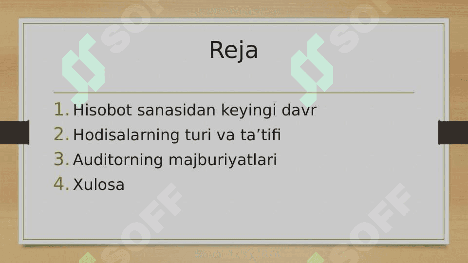Hisobot sanasidan keyingi hodisalar auditi 2