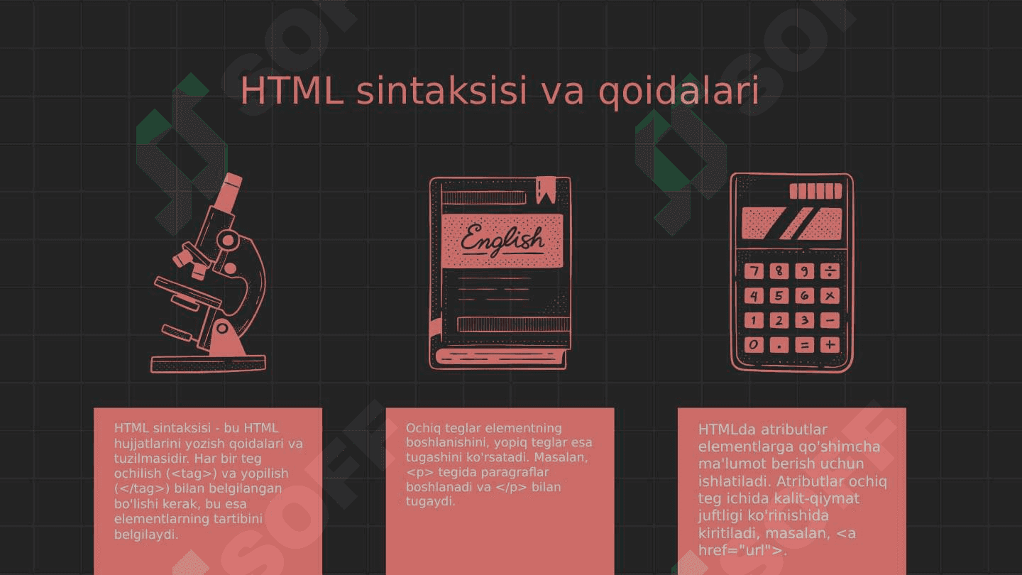 Prezentatsiya, HTML tiliga kirish va uning tuzilishi 4