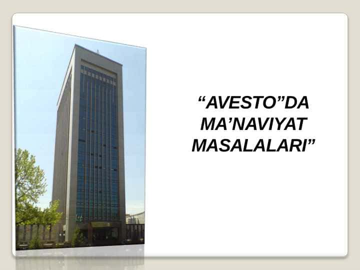 AVESTODA MA’NAVIYAT MASALALARI 1