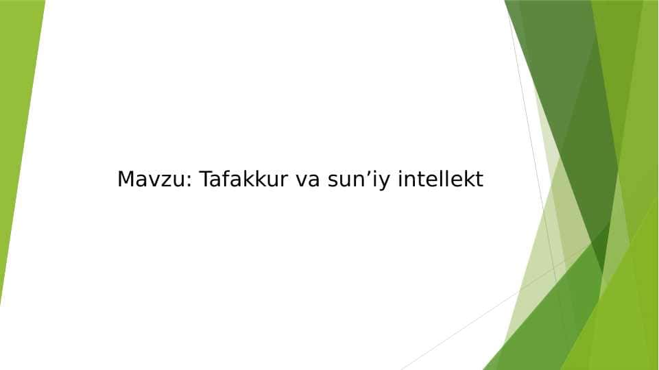 Tafakkur va sun’iy intellekt