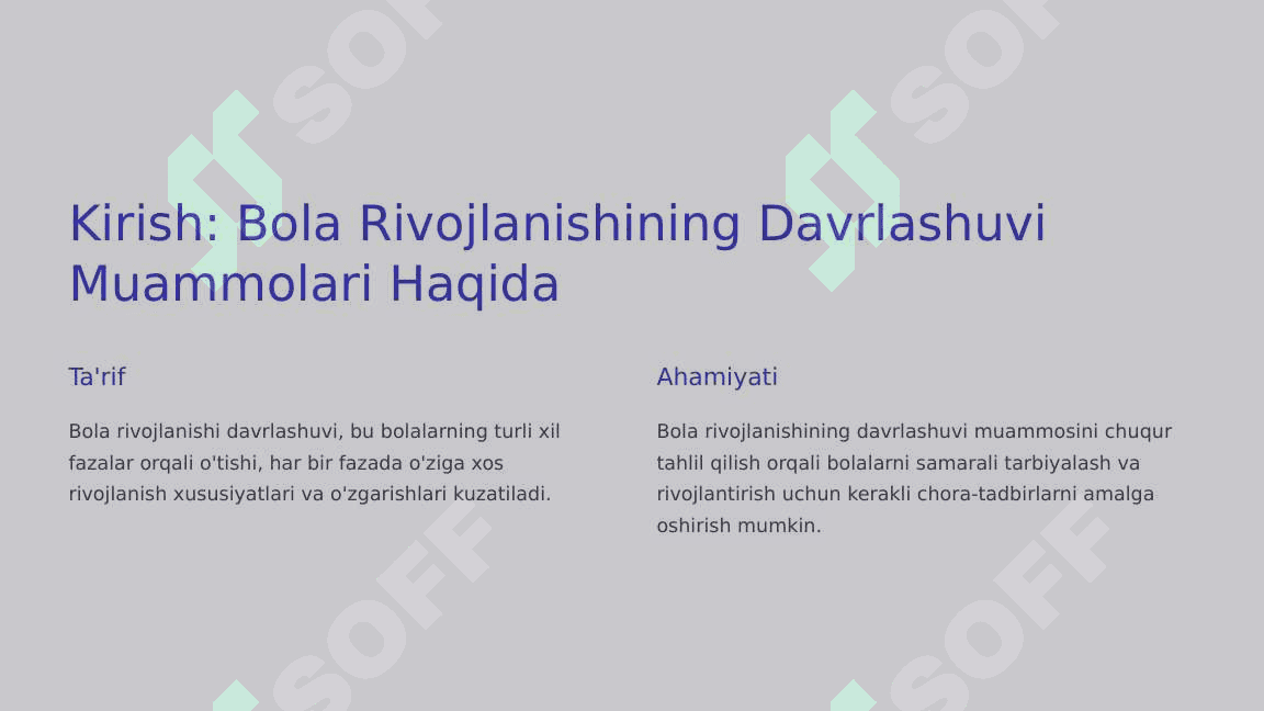 Bola rivojlanishining davrlashuvi muammosi 3