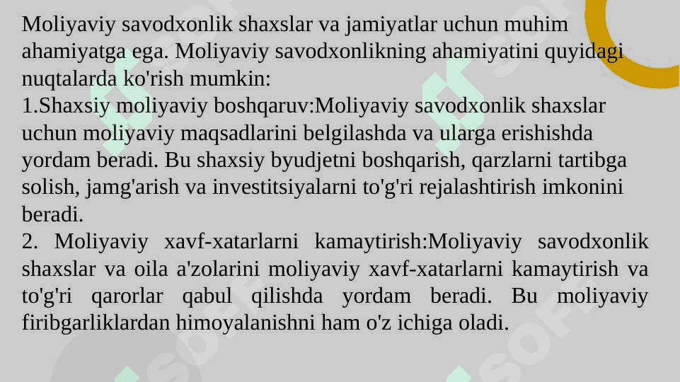 Qatar davlatining moliyaviy savodxonligi: 3