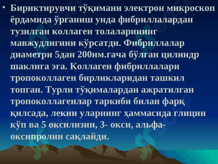 Biriktiruvchi toʻqima biokimyosi | Бириктирувчи тўқима биокимйоси 8