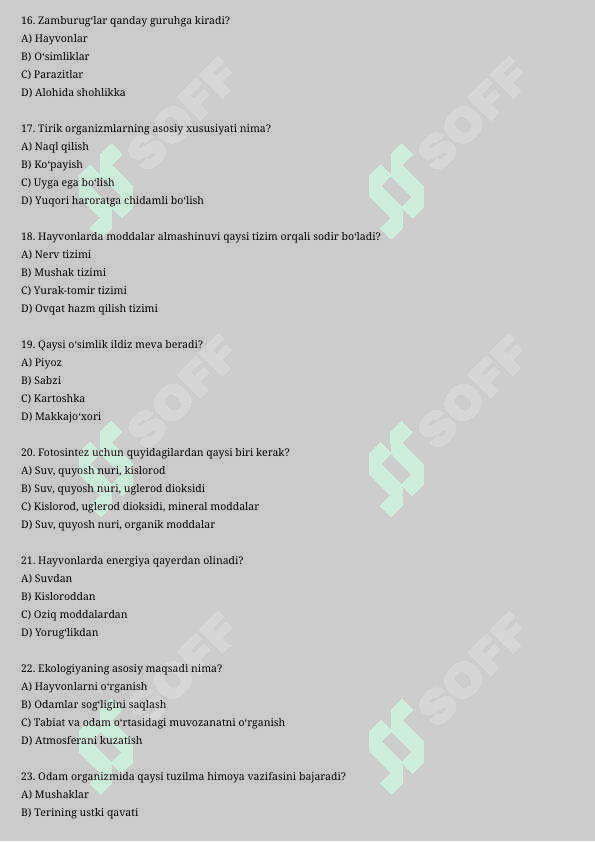 5-sinf biologiya test 30ta 3