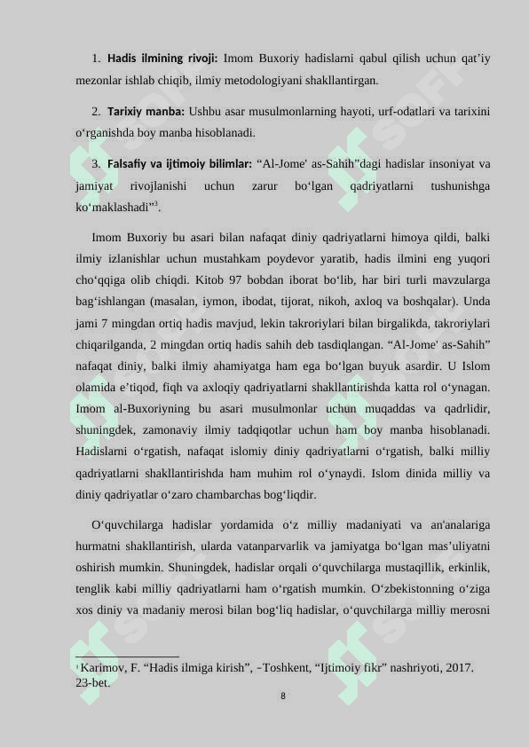 Umumta’lim maktablarida Imom Buxoriy hadislarini o‘rganishning ahamiyati 8