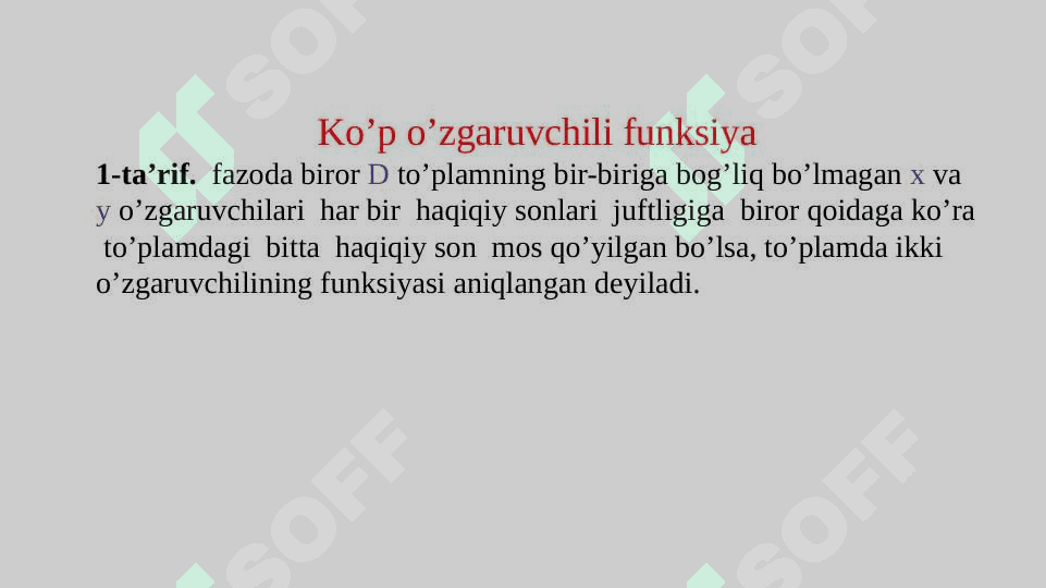 Ko‘p o‘zgaruvchili funksiyalar hosilalari 4