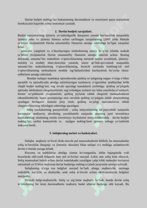 Davlat byudjeti. Soliqlar 2