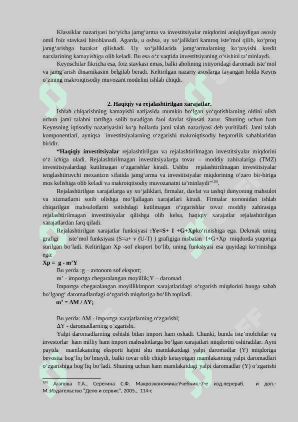 Keynsning tovarlar va xizmatlar bozoridagi makroiqtisodiy muvozanat modeli 3