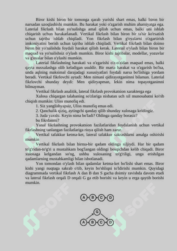 “VERTIKAL FIKRLASH (VERTICAL THINKING”) VA “LOTERIAL FIKRLASH (LATERAL THINKING)” 2
