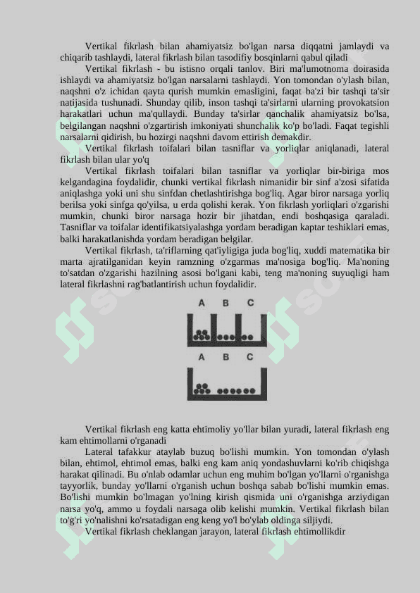 “VERTIKAL FIKRLASH (VERTICAL THINKING”) VA “LOTERIAL FIKRLASH (LATERAL THINKING)” 4