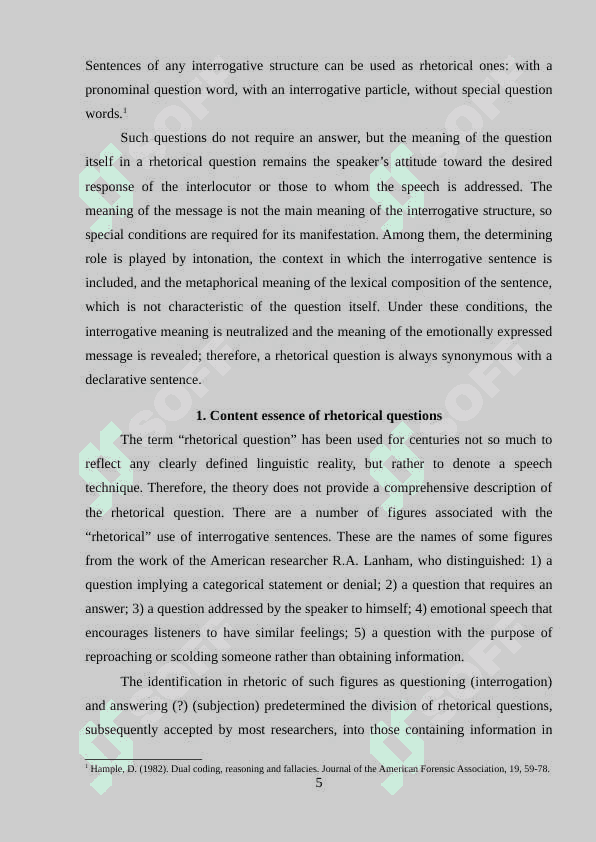 The stylistic functions of rhetoric question 5