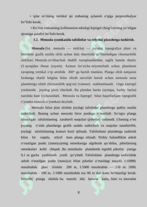 MENZULA SYOMKASINING GEODEZIK ASOSI 8