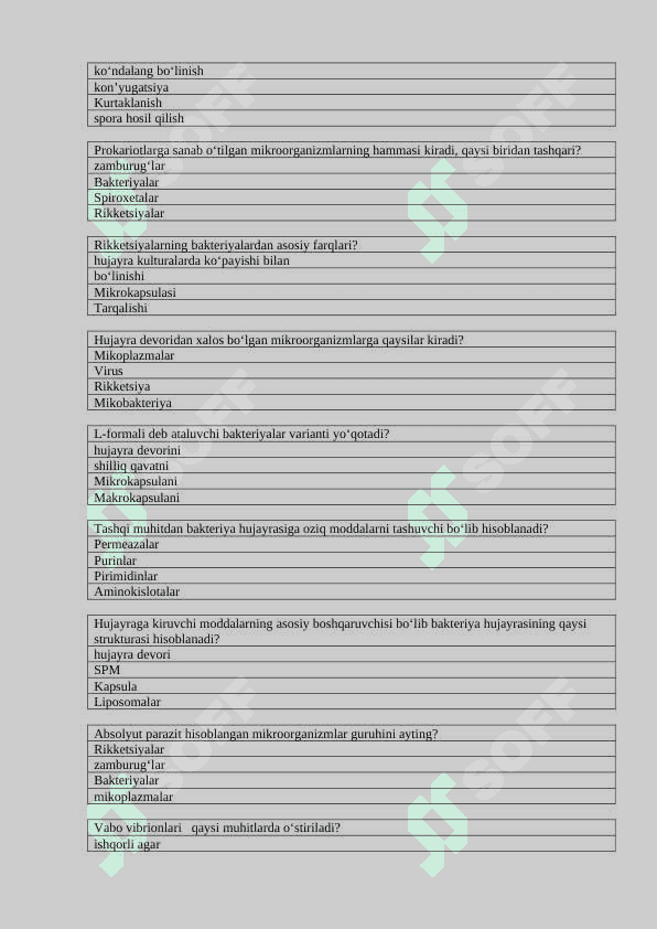 Test mikrobiologiya 1 qism javoblari bilan 3