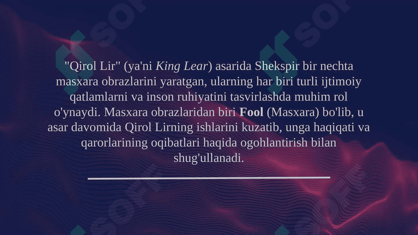 Shekspirning "Qirol Lir" asarida masxara obrazi 2