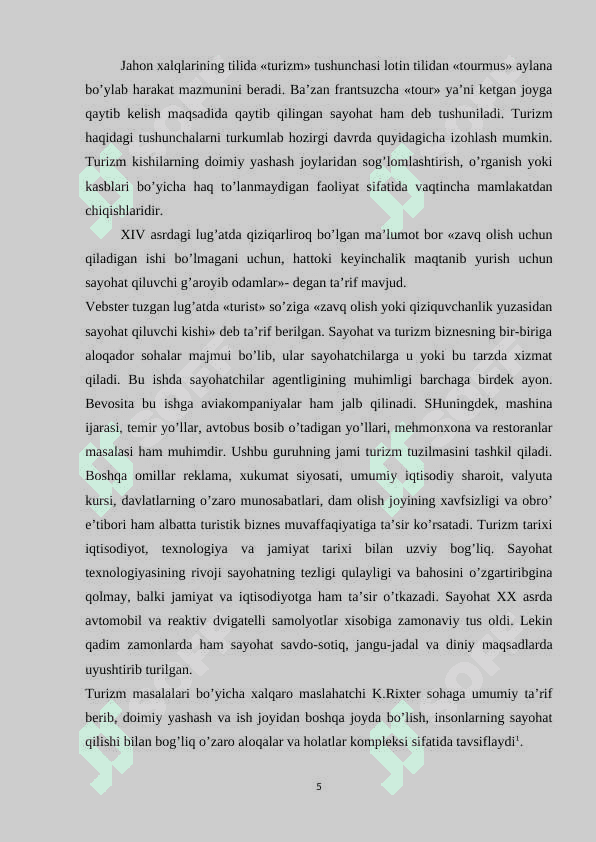 Turizmning shakllanish va rivojlantirish 5