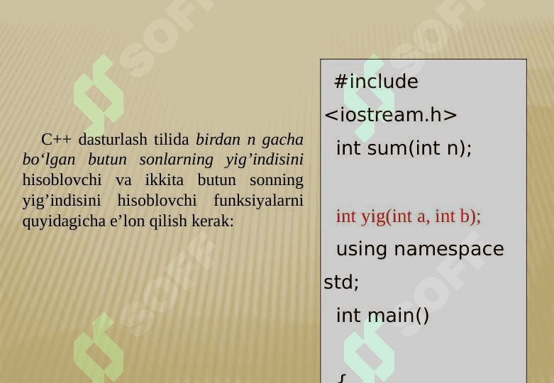 C++ dasturlash tilining standart funksiyalari 8