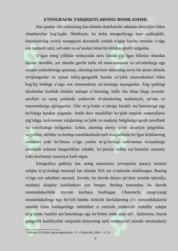 XIX asr oxiri -XX asrda olib borilgan O‘rta Osiyo tarixiga oid etnografik tadqiqotlar va ularning ahamiyati 3