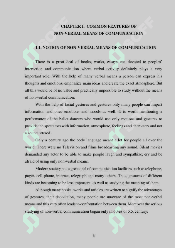 Notion of non-verbal means of communication 6