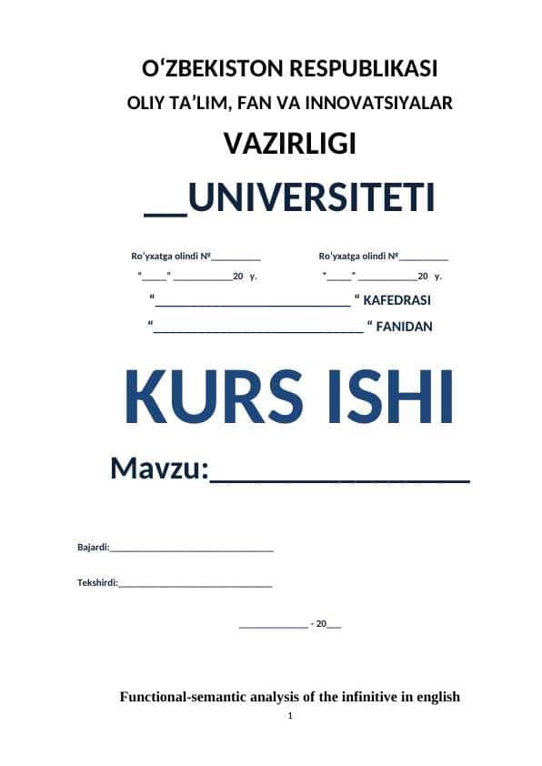 Functional-semantic analysis of the infinitive in english