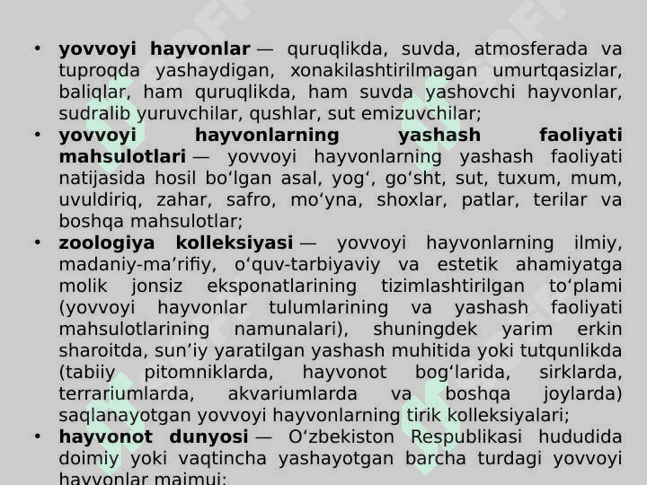 HAYVONOT DUNYOSINI MUHOFAZA QILISH VA UNDAN FOYDALANISH tartibi 4