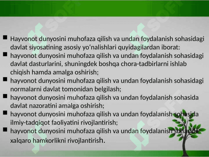 HAYVONOT DUNYOSINI MUHOFAZA QILISH VA UNDAN FOYDALANISH tartibi 7