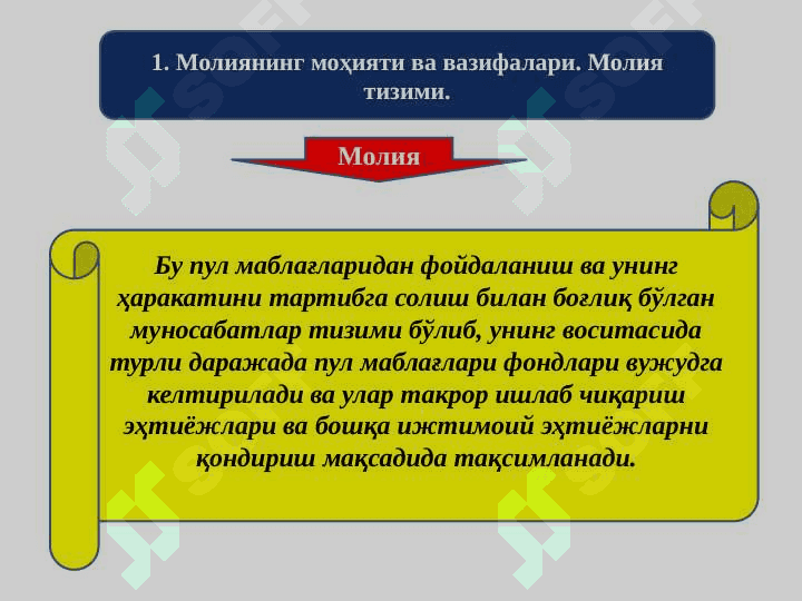 МОЛИЯ ТИЗИМИ ВА МОЛИЯВИЙ СИЁСАТ 2