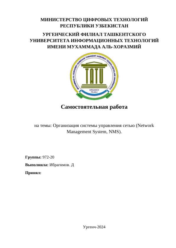 Организация системы управления сетью (Network Management System, NMS) 1