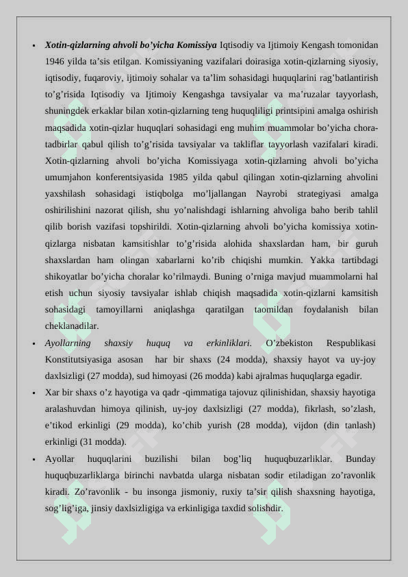 O’zbekistonda Gender tengligini ta’minlashda BMTning tutgan o’rni va ro‘li 23 6