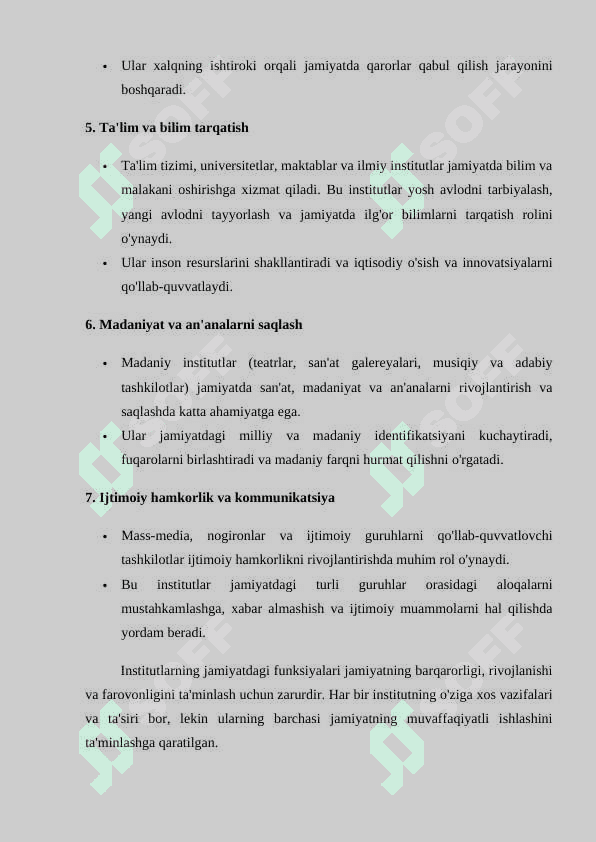 Institutlarning jamiyat rivojidagi roli. 3