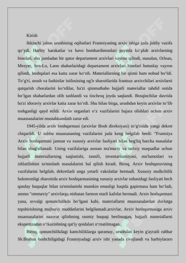 Yangi davrda Fransiya va Buyuk Britaniyada arxiv ishi taraqqiyoti 2