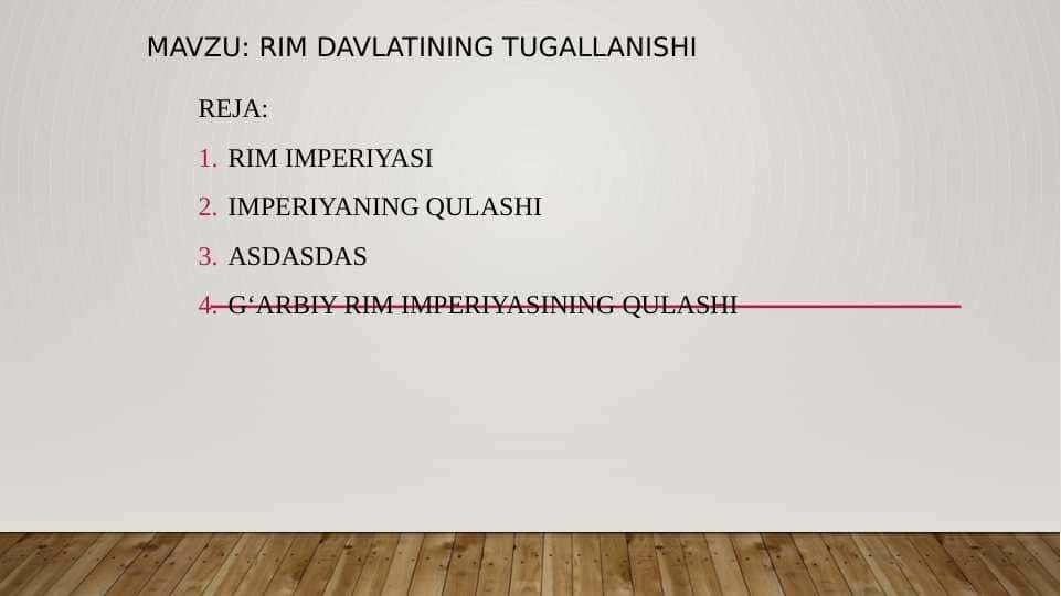 Rim davlatining tugallanishi