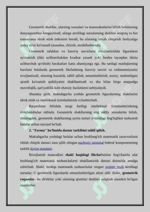 Bolalarni predmentlar shakli bilan tanishtirish vazifalari. 8