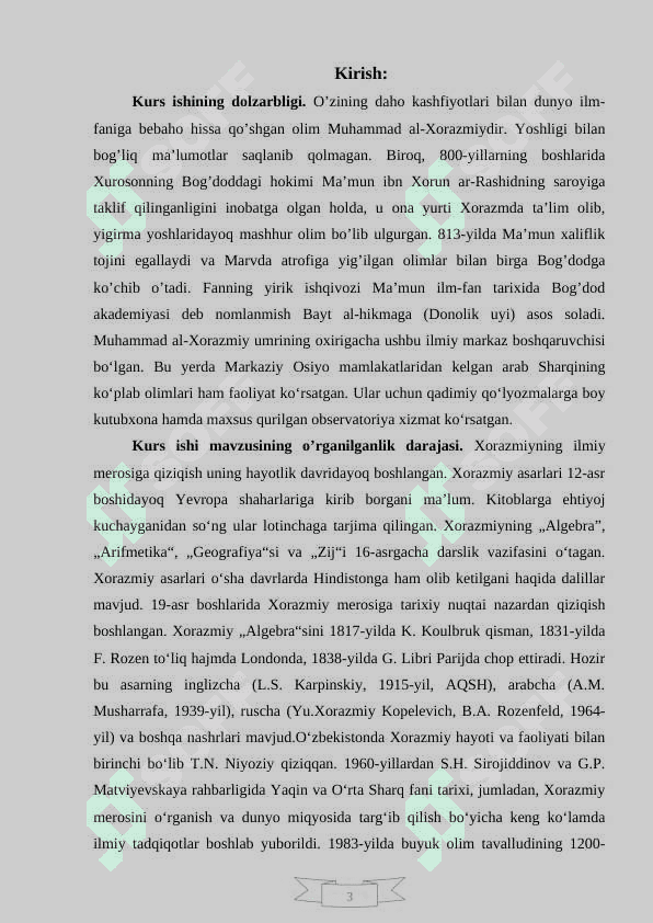 Xorazmiy hayoti va ijodini oʻrganish va darsda hamda darsdan tashqari vaqtlarda foydalanish 3