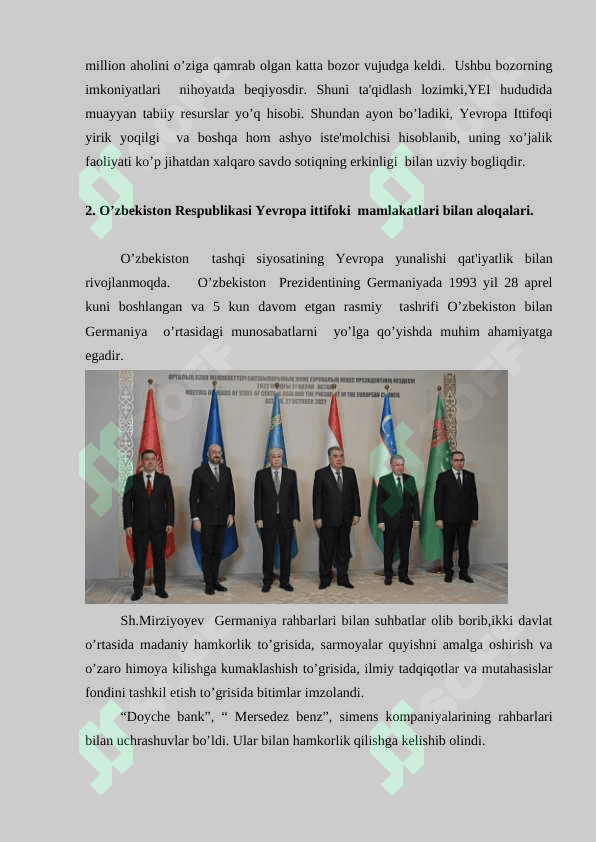 O‘zbekistonning yevropa ittifoqi mamlakatlari bilan istiqbolli hamkorliklari 3