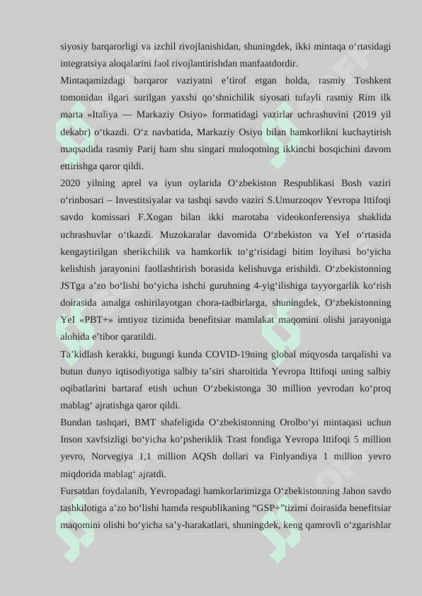 O‘zbekistonning yevropa ittifoqi mamlakatlari bilan istiqbolli hamkorliklari 8
