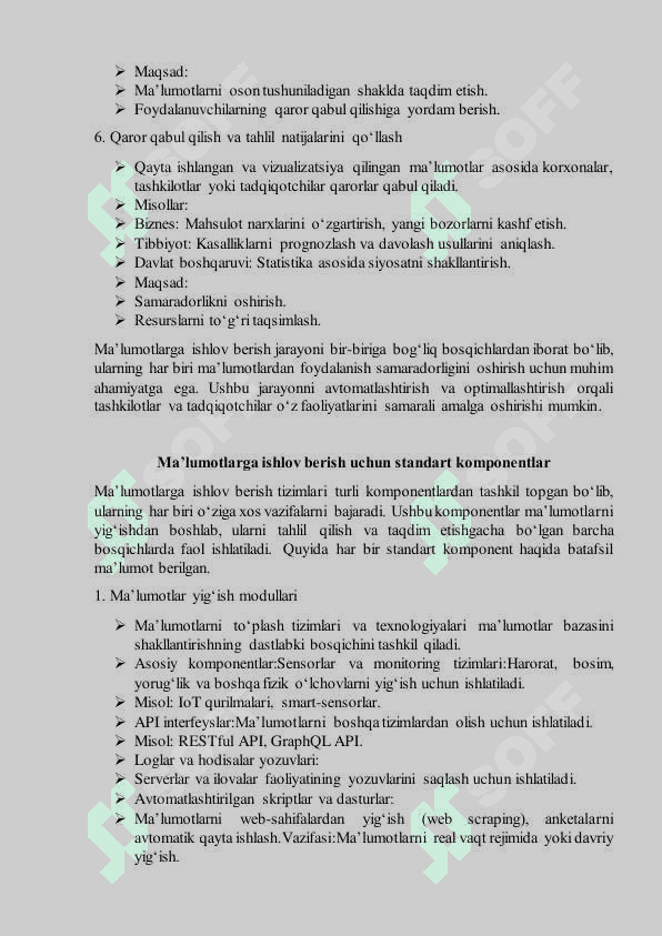 Ma’lumotlarga ishlov berish uchun standart komponentlar 4