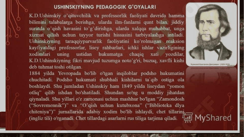 K.D.Ushinskiy va Anton Semyonovich Makarenkoning tarbiya sohasidagi  qarashlari. 5