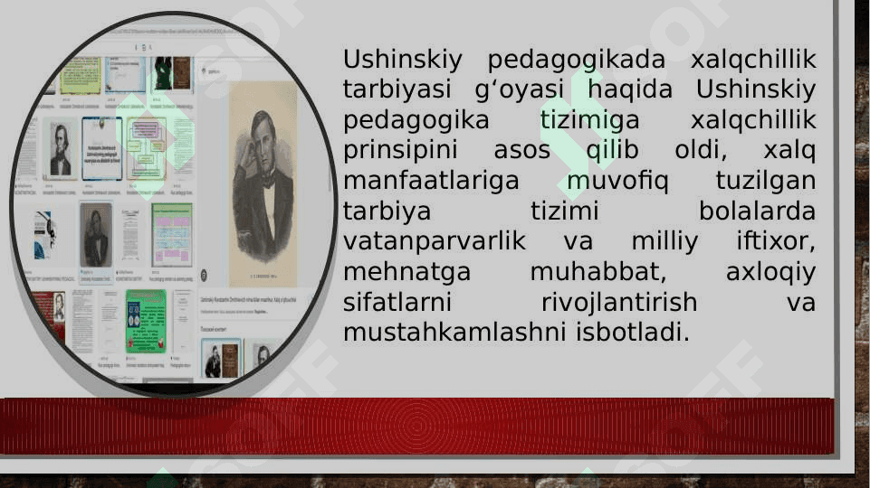 K.D.Ushinskiy va Anton Semyonovich Makarenkoning tarbiya sohasidagi  qarashlari. 7