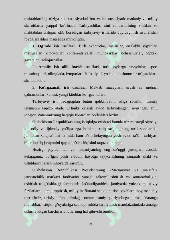 Sinfdan tashqari ishlarni tashkil etish metodikasi 8
