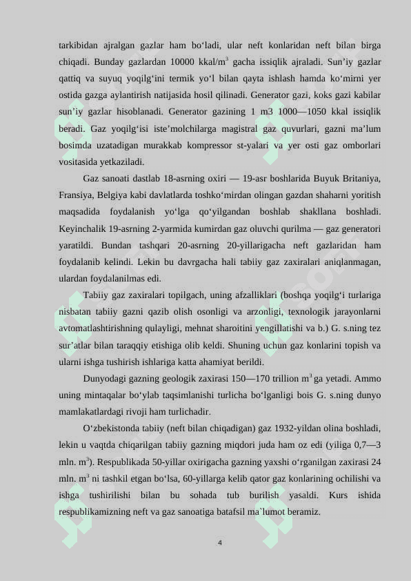 O`ZBEKISTONDA NEFT VA GAZ SANOATINING RIVOJLANISHI kurs ishi 4