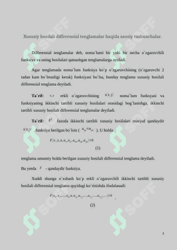 Hosilaga nisbatan yechilmagan tenglamalar . Klero va Lagranj tenglamalari 5
