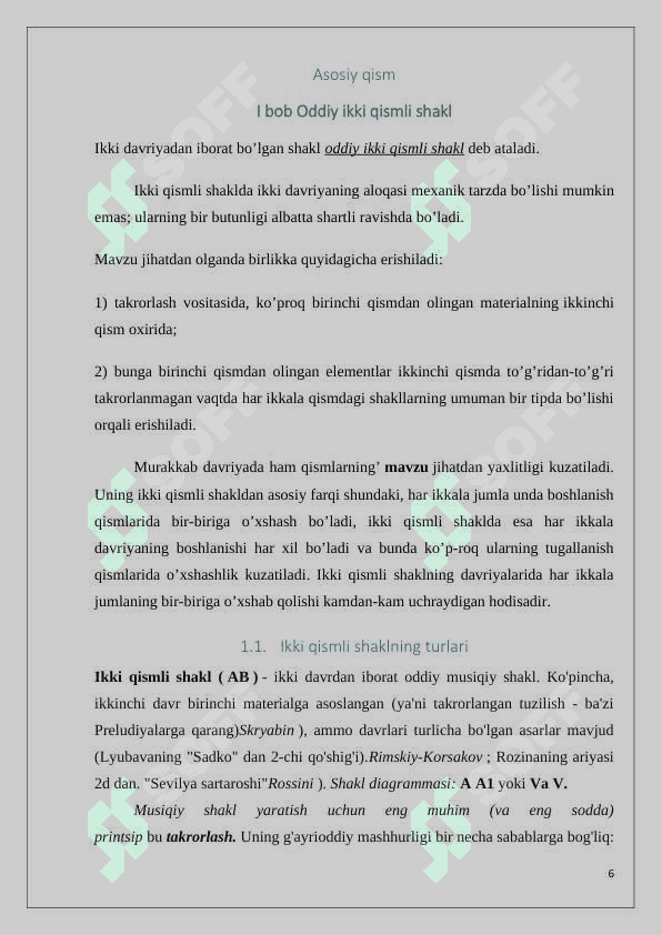 Oddiy ikki qismli shaklning kompozitorlar ijodidagi ahamiyati 6